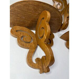 VTG Oak Wood Wall Shelving Scrollwork Victorian Semi Circle Wall Shelfs 1 left!